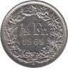  Швейцария. 1/2 франка 1969 год. Гельвеция. (В) 