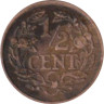  Нидерланды. 1/2 цента 1936 год. Герб. 