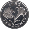  Бермудские острова. 10 центов 1983 год. Бермудская лилия. (Proof) 