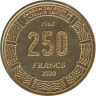  Габон. 250 франков 2020 год. 60 лет независимости. Буйвол. 