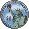  США. 1 доллар 2013 год. 26-й президент Теодор Рузвельт (1901–1909). цветное покрытие. 