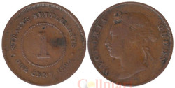 Стрейтс Сетлментс. 1 цент 1894 год. Королева Виктория.