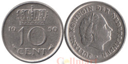 Нидерланды. 10 центов 1950 год. Королева Юлиана.
