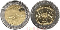 Буркина-Фасо. 50 франков 2017 год. Белый носорог.