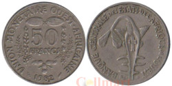 Западная Африка (BCEAO). 50 франков 1982 год. Пилорылый скат.