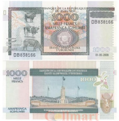 Бона. Бурунди 1000 франков 2009 год. Коровы. (Пресс)