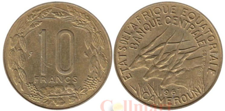  Экваториальная Африка. Камерун. 10 франков 1967 год. Африканские антилопы. 