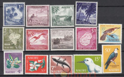 Набор марок. Науру 1966 год. Местные пейзажи и дикая природа - Новая валюта. (14 марок)