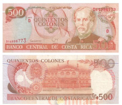 Бона. Коста-Рика 500 колонов 1994 год. Мануэль Мария Гутьеррес. (VF)