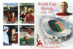 Почтовый блок. Гибралтар. История проведения чемпионатов мира (1966-2002).