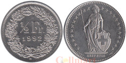 Швейцария. 1/2 франка 1992 год. Гельвеция.