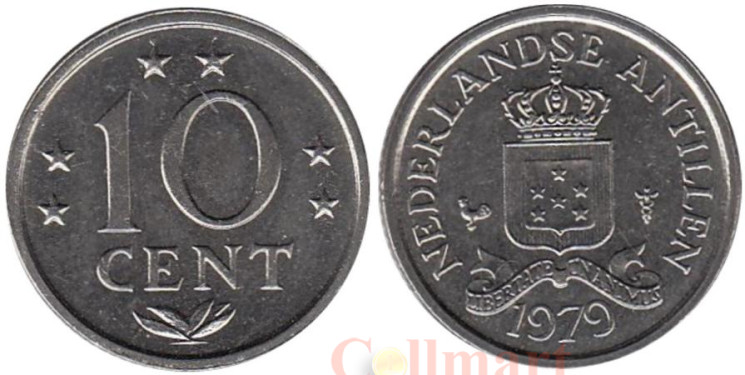  Нидерландские Антильские острова. 10 центов 1979 год. Герб. 