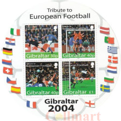 Почтовый блок. Гибралтар. Дань уважения европейскому футболу.