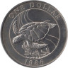  Бермудские острова. 1 доллар 1986 год. 25 лет Всемирному фонду дикой природы. 