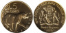  Гайана. 5 центов 1978 год. Ягуар. (герб на аверсе) 