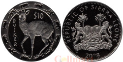Сьерра-Леоне. 10 долларов 2008 год. Ночные животные - Антилопа (Duiker).