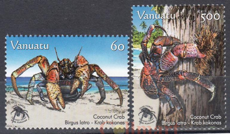  Набор марок. Вануату. Кокосовый краб (Биргус латро). 2 марки. 