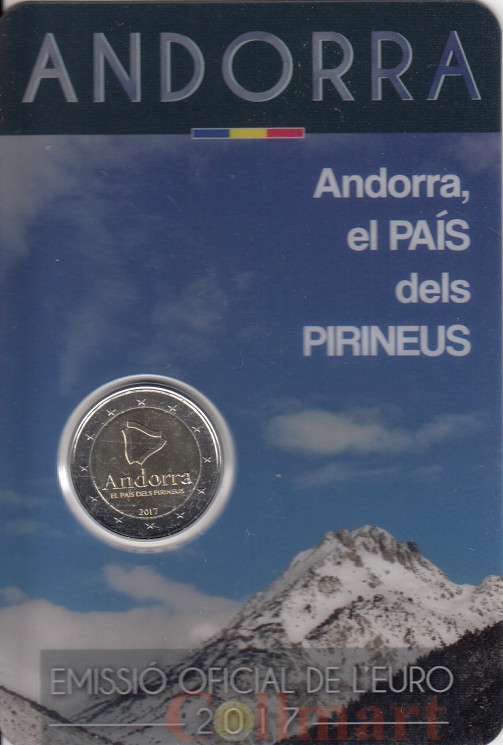  Андорра. 2 евро 2017 год. Андорра - страна Пиренеев. (в блистере) 