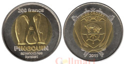 Остров Крозе. 200 франков 2011 год. Императорские пингвины.