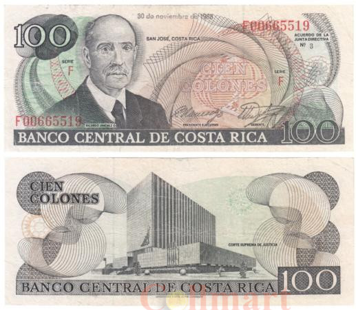  Бона. Коста-Рика 100 колонов 1988 год. Рикардо Хименес Ореамуно. (F) 