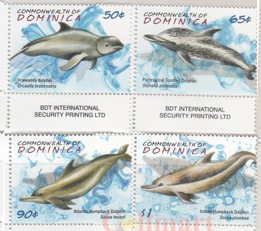  Набор марок. Доминика. Дельфины. 4 марки. 