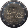  Латвия. 2 евро 2016 год. Латвийская бурая корова. 