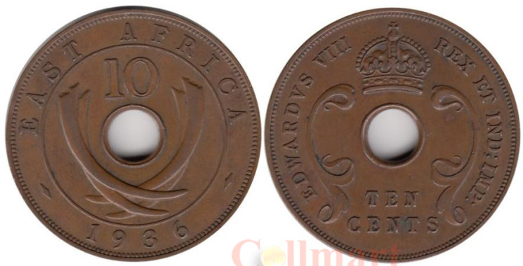  Британская Восточная Африка. 10 центов 1936 год. 