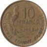  Франция. 10 франков 1952 год. Тип Жиро. Галльский петух. (без отметки монетного двора) 