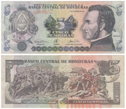 Бона. Гондурас 5 лемпир 2000 год. Франсиско Морасан. (VF)