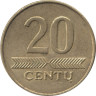  Литва. 20 центов 2008 год. Герб Литвы - Витис. 