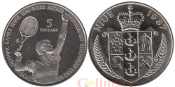Ниуэ. 5 долларов 1987 год. XXIV летние Олимпийские Игры, Сеул 1988 - Теннис, Борис Беккер.