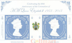 Почтовый блок. Питкэрн, Острова. 60-я годовщина коронации королевы Елизаветы II.