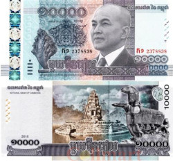 Бона. Камбоджа 10000 риелей 2015 год. Нородом Сиамони. (Пресс)