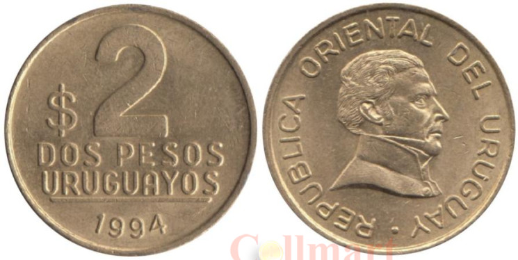  Уругвай. 2 песо 1994 год. Хосе Хервасио Артигас. 