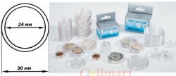 Капсулы для монет – 24 мм, упаковка 10 шт. Производство Leuchtturm (319128).