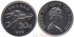 Тувалу. 20 центов 1976 год. Летучая рыба. (Proof)