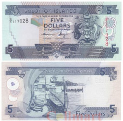 Бона. Соломоновы острова 5 долларов 2011 год. Баркас. (Пресс)