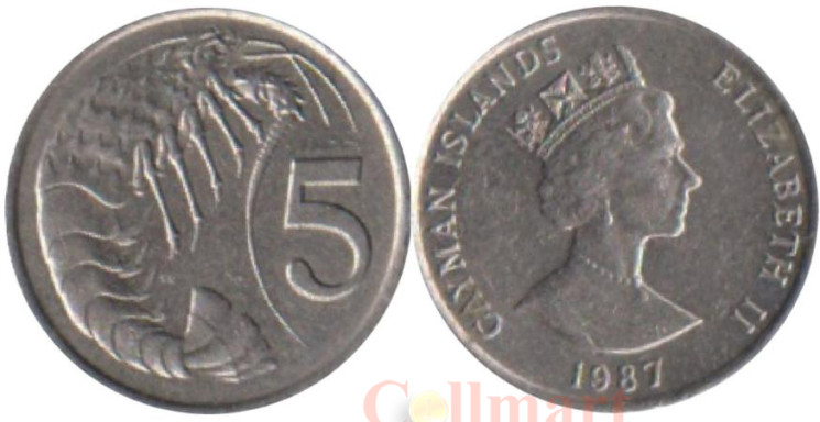  Каймановы острова. 5 центов 1987 год. Креветка. 