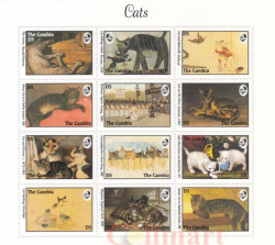Малый лист. Гамбия. Картины с изображением кошек.
