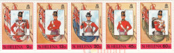 Сцепка марок. Остров Святой Елены. Военная форма 1815 года.