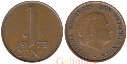 Нидерланды. 1 цент 1973 год. Королева Юлиана.