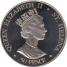  Остров Святой Елены. 50 пенсов 2002 год. 50 лет правлению Королевы Елизаветы II. 