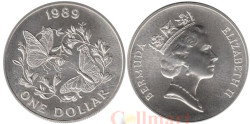 Бермудские острова. 1 доллар 1989 год. Бабочка Данаида монарх.