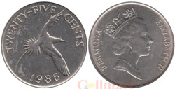 Бермудские острова. 25 центов 1986 год. Белохвостый фаэтон.