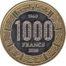  ЦАР. 1000 франков 2020 год. 60 лет независимости. Носорог. 