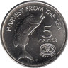  Фиджи. 5 центов 1995 год. 50 лет ФАО. Рыба. 