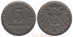 Германская империя. 5 пфеннигов 1920 год. (F)