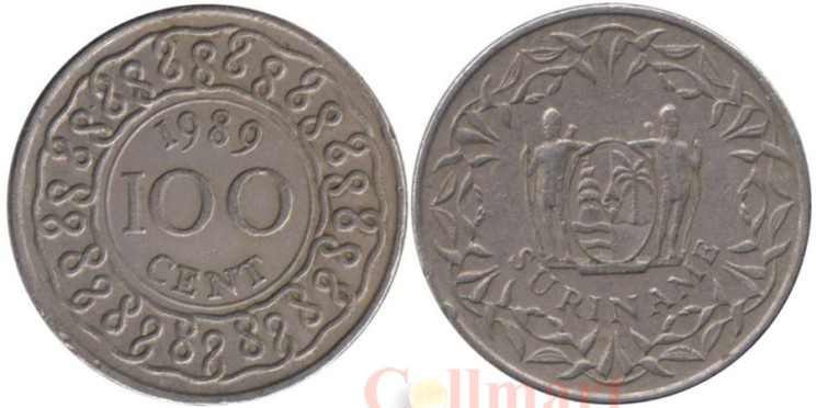  Суринам. 100 центов 1989 год. Герб. 