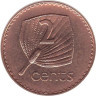  Фиджи. 2 цента 2001 год. Веерная пальма. 