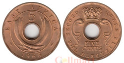 Британская Восточная Африка. 5 центов 1963 год. Королева Елизавета II.